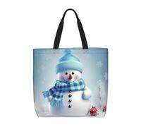 FHEDVBN Cute Snowman Tote Bags for Women Canvas Tote Purse Large Shoulder Bag Aesthetic Shopping Bags Reusable Grocery Bag Hobo Bags Casual Handbags, Top Zipper Closure