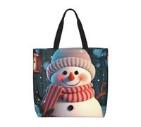 FHEDVBN Cute Snowman Tote Bags for Women Canvas Tote Purse Large Shoulder Bag Aesthetic Shopping Bags Reusable Grocery Bag Hobo Bags Casual Handbags, Top Zipper Closure