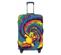 FHEDVBN Dancing thanksgiving bear Luggage Cover Washable Stretch Suitcase Protector Anti-Scratch Luggage Sleeve Elastic Baggage Cover Fits 18-32 Inch, Black, S