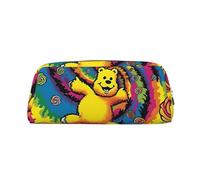 FHEDVBN Dancing thanksgiving bear Makeup Bag Travel Toiletry Bag Big Pencil Bag for Women Men Leather Zipper Coin Pouch Purse, Silver, One size