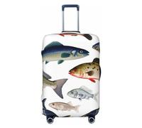 FHEDVBN Different Fish Luggage Cover Washable Stretch Suitcase Protector Anti-Scratch Travel Suitcase Cover Protector Elastic Baggage Cover Fits 18-32 Inch Luggage Sleeve, Black, L