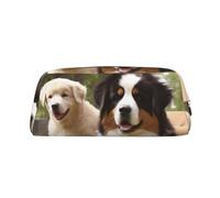 FHEDVBN dog family Makeup Bag Travel Toiletry Bag Big Pencil Bag for Women Men Leather Zipper Coin Pouch Purse, Gold, One size