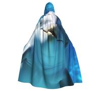 FHEDVBN Dolphin with a Smile Hooded Cloak Cape Unisex Adult Knight Costume Medieval Robe Long Halloween Cosplay Outfit
