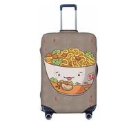 FHEDVBN Egg Cup Noodle Ramen Luggage Cover Washable Stretch Suitcase Protector Anti-Scratch Luggage Sleeve Elastic Baggage Cover Fits 18-32 Inch, Black, XL