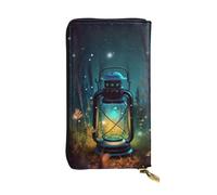 FHEDVBN Fireflies and Lantern Wallet for Men Women Long Purse Leather Clutch Large Business Handbag Travel Phone Holder Credit Card Holder Money Case with Zipper Leather Wallets Gift