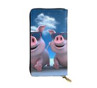 FHEDVBN Funny 3D Piggies Wallet for Men Women Long Purse Leather Clutch Large Business Handbag Travel Phone Holder Credit Card Holder Money Case with Zipper Leather Wallets Gift