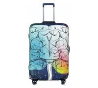 FHEDVBN Geometry Brain Image with Science Luggage Cover Washable Stretch Suitcase Protector Anti-Scratch Luggage Sleeve Elastic Baggage Cover Fits 18-32 Inch, Black, L