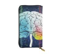 FHEDVBN Geometry Brain Image with Science Wallet for Men Women Long Purse Leather Clutch Large Business Handbag Travel Phone Holder Credit Card Holder Money Case with Zipper Leather Wallets Gift
