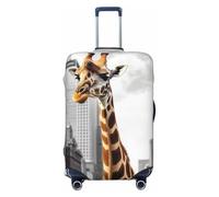 FHEDVBN giraffe in new york Luggage Cover Washable Stretch Suitcase Protector Anti-Scratch Luggage Sleeve Elastic Baggage Cover Fits 18-32 Inch, Black, L