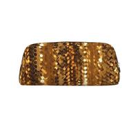 FHEDVBN Gold Sequin Sparkle Makeup Bag Travel Toiletry Bag Big Pencil Bag for Women Men Leather Zipper Coin Pouch Purse