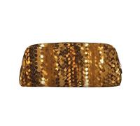 FHEDVBN Gold Sequin Sparkle Makeup Bag Travel Toiletry Bag Big Pencil Bag for Women Men Leather Zipper Coin Pouch Purse