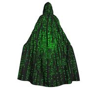 FHEDVBN Green Number Binary Hooded Cloak Cape Unisex Adult Knight Costume Medieval Robe Long Halloween Cosplay Outfit