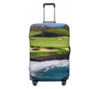 FHEDVBN Hawaii Beach Golf Course Luggage Cover Washable Stretch Suitcase Protector Anti-Scratch Luggage Sleeve Elastic Baggage Cover Fits 18-32 Inch, Black, L