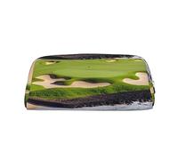 FHEDVBN Hawaii Beach Golf Course Makeup Bag Travel Toiletry Bag Big Pencil Bags for Women Men Leather Zipper Coin Pouch Purse, Silver, One size