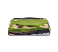 FHEDVBN Hawaii Beach Golf Course Makeup Bag Travel Toiletry Bag Big Pencil Bags for Women Men Leather Zipper Coin Pouch Purse, Gold, One Size