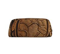 FHEDVBN Hawaiian Tapa Honu Turtle Makeup Bag Travel Toiletry Bag Big Pencil Bag for Women Men Leather Zipper Coin Pouch Purse, Gold, One Size