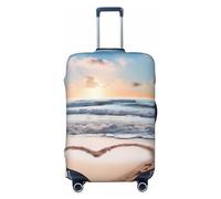 FHEDVBN Heart Shape Romantic Beach Luggage Cover Washable Stretch Suitcase Protector Anti-Scratch Travel Suitcase Cover Protector Elastic Baggage Cover Fits 18-32 Inch Luggage Sleeve, Black, S