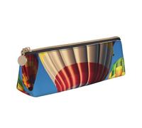 FHEDVBN Hot Air Balloons Makeup Bag Leather Pencil Case for Work Office Zippered Pen Pouch Aesthetic Pencil Storage Bag Portable Coin Pouch Purse for Travel