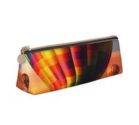 FHEDVBN Hot Air Balloons Makeup Bag Leather Pencil Case for Work Office Zippered Pen Pouch Aesthetic Pencil Storage Bag Portable Coin Pouch Purse for Travel