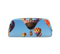 FHEDVBN Hot Air Balloons Makeup Bag Travel Toiletry Bags Big Pencil Bag for Women Men Leather Zipper Coin Pouch Purse, Gold, One size