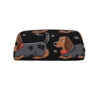 FHEDVBN I Love My Dog Dachshunds Makeup Bag Travel Toiletry Bag Big Pencil Bags for Women Men Leather Zipper Coin Pouch Purse, Silver, One size