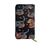 FHEDVBN I Love My Dog Dachshunds Wallet for Men Women Long Purse Leather Clutch Large Business Handbag Travel Phone Holder Credit Card Holder Money Case with Zipper Leather Wallets Gift