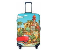 FHEDVBN island of cuba Luggage Cover Washable Stretch Suitcase Protector Anti-Scratch Luggage Sleeve Elastic Baggage Cover Fits 18-32 Inch, Black, S