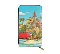 FHEDVBN island of cuba Wallet for Men Women Long Purse Leather Clutch Large Business Handbag Travel Phone Holder Credit Card Holder Money Case with Zipper Leather Wallets Gift