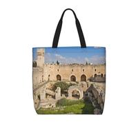 FHEDVBN Israel at The Tower of David Tote Bags for Women Canvas Tote Purse Large Shoulder Bag Aesthetic Shopping Bags Reusable Grocery Bag Hobo Bags Casual Handbags, Top Zipper Closure