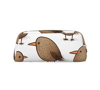 FHEDVBN Kiwi Birds Cute Makeup Bag Travel Toiletry Bag Big Pencil Bag for Women Men Leather Zipper Coin Pouch Purse, Gold, One Size