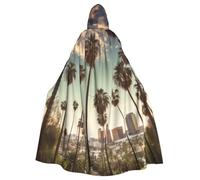FHEDVBN Los Angeles Palm Trees Hooded Cloak Cape Unisex Adult Knight Costume Medieval Robe Long Halloween Cosplay Outfit
