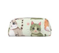 FHEDVBN Lovely Cartoon Cats Makeup Bag Travel Toiletry Bag Big Pencil Bag for Women Men Leather Zipper Coin Pouch Purse, Gold, One Size