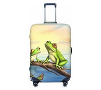 FHEDVBN Many Frogs Sing on The Branches Luggage Cover Washable Stretch Suitcase Protector Anti-Scratch Luggage Sleeve Elastic Baggage Cover Fits 18-32 Inch, Black, M