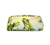 FHEDVBN Many Frogs Sing on The Branches Makeup Bag Travel Toiletry Bag Big Pencil Bag for Women Men Leather Zipper Coin Pouch Purse, Silver, One Size