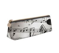 FHEDVBN Music Notes Print Makeup Bag Leather Pencil Case for Work Office Zippered Pen Pouch Aesthetic Pencil Storage Bag Portable Coin Pouch Purse for Travel