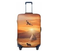 FHEDVBN Native American Tribes Luggage Cover Washable Stretch Suitcase Protector Anti-Scratch Travel Suitcase Cover Protector Elastic Baggage Cover Fits 18-32 Inch Luggage Sleeve, Black, XL