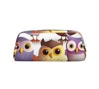 FHEDVBN Owls Birds Makeup Bag Travel Toiletry Bag Big Pencil Bag for Women Men Leather Zipper Coin Pouch Purse, Silver, One Size