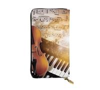 FHEDVBN Piano Violin Music Notes Wallet for Men Women Long Purse Leather Clutch Large Business Handbag Travel Phone Holder Credit Card Holder Money Case with Zipper Leather Wallets Gift