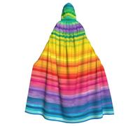 FHEDVBN Rainbow Colored Striped Hooded Cloak Cape Unisex Adult Knight Costume Medieval Robe Long Halloween Cosplay Outfit
