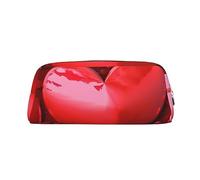 FHEDVBN Red Hearts Love Makeup Bag Travel Toiletry Bag Big Pencil Bag for Women Men Leather Zipper Coin Pouch Purse, Gold, One Size