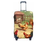 FHEDVBN Roast Chicken Hen Farm Luggage Cover Washable Stretch Suitcase Protector Anti-Scratch Travel Suitcase Cover Protector Elastic Baggage Cover Fits 18-32 Inch Luggage Sleeve, Black, M