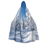 FHEDVBN Snow-covered winter trees Hooded Cloak Cape Unisex Adult Knight Costume Medieval Robe Long Halloween Cosplay Outfit
