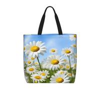 FHEDVBN Spring Daisy Flowers Tote Bags for Women Canvas Tote Purse Large Shoulder Bag Aesthetic Shopping Bags Reusable Grocery Bag Hobo Bags Casual Handbags, Top Zipper Closure