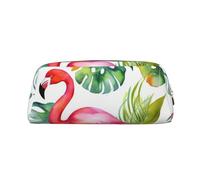 FHEDVBN Tropical watercolor pineapple Flamingo Makeup Bag Travel Toiletry Bag Big Pencil Bag for Women Men Leather Zipper Coin Pouch Purse, Gold, One size