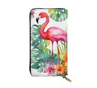 FHEDVBN Tropical watercolor pineapple Flamingo Wallet for Men Women Long Purse Leather Clutch Large Business Handbag Travel Phone Holder Credit Card Holder Money Case with Zipper Leather Wallets Gift