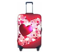FHEDVBN Valentine's Day Love Heart Luggage Cover Washable Stretch Suitcase Protector Anti-Scratch Luggage Sleeve Elastic Baggage Cover Fits 18-32 Inch, Black, L