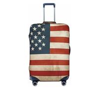 FHEDVBN Vintage American USA Flag Luggage Cover Washable Stretch Suitcase Protector Anti-Scratch Travel Suitcase Cover Protector Elastic Baggage Cover Fits 18-32 Inch Luggage Sleeve, Black, S