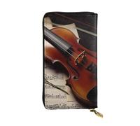 FHEDVBN Violin Sheet Music Wallet for Men Women Long Purse Leather Clutch Large Business Handbag Travel Phone Holder Credit Card Holder Money Case with Zipper Leather Wallets Gift
