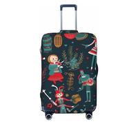 FHEDVBN Women's Nutcracker Ballet Xmas Dance Luggage Cover Washable Stretch Suitcase Protector Anti-Scratch Luggage Sleeve Elastic Baggage Cover Fits 18-32 Inch, Black, S