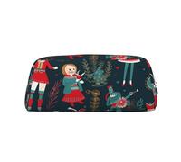 FHEDVBN Women's Nutcracker Ballet Xmas Dance Makeup Bag Travel Toiletry Bag Big Pencil Bags for Women Men Leather Zipper Coin Pouch Purse, Silver, One Size